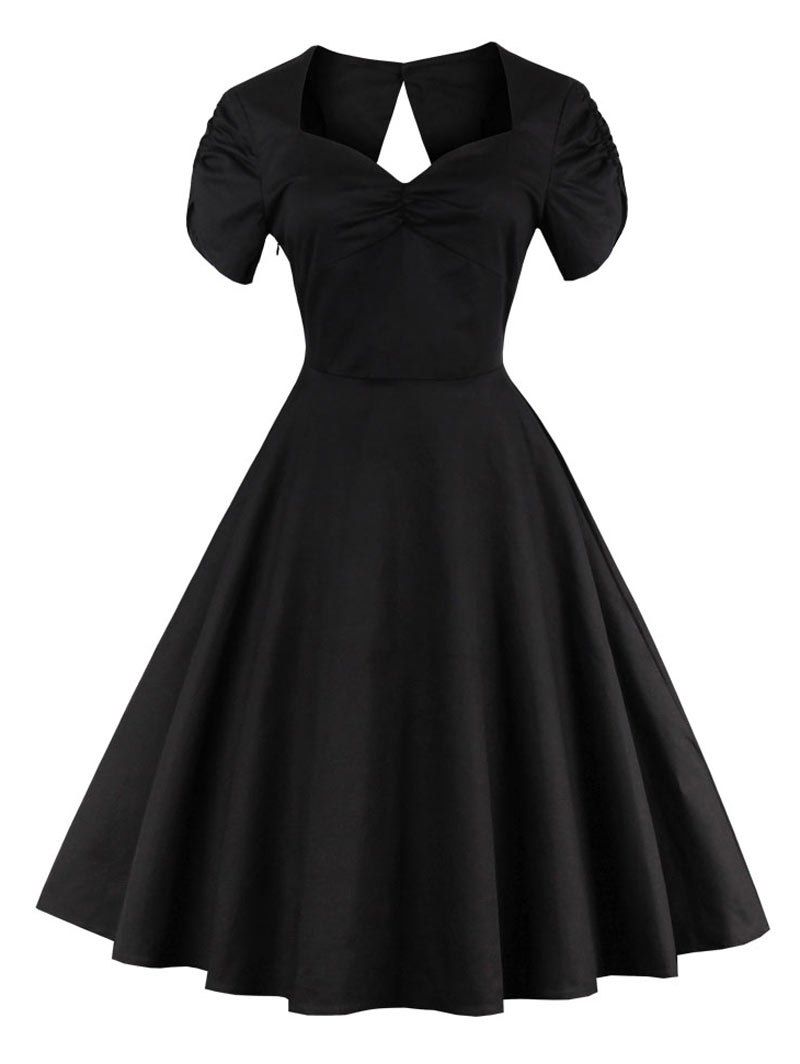 [41% OFF] 2021 Vintage Hollow Out Pin Up Dress In BLACK | DressLily