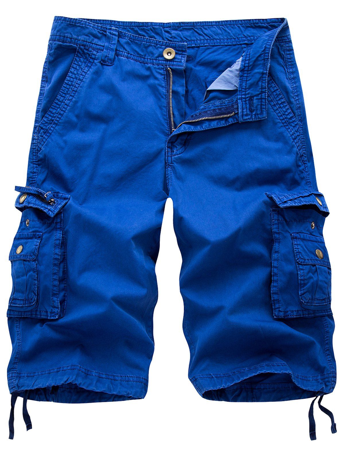 

Zipper Fly Flap Pockets Cargo Shorts, Royal