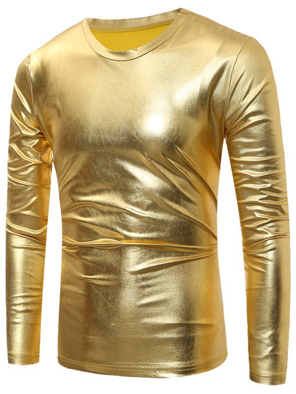 

Metallic Long Sleeve T-Shirt, Golden