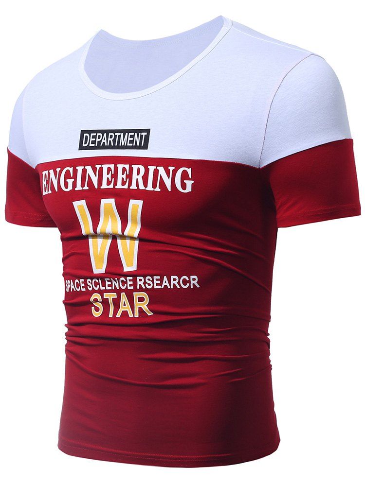 

Color Block W Graphic Print Tee, Wine red