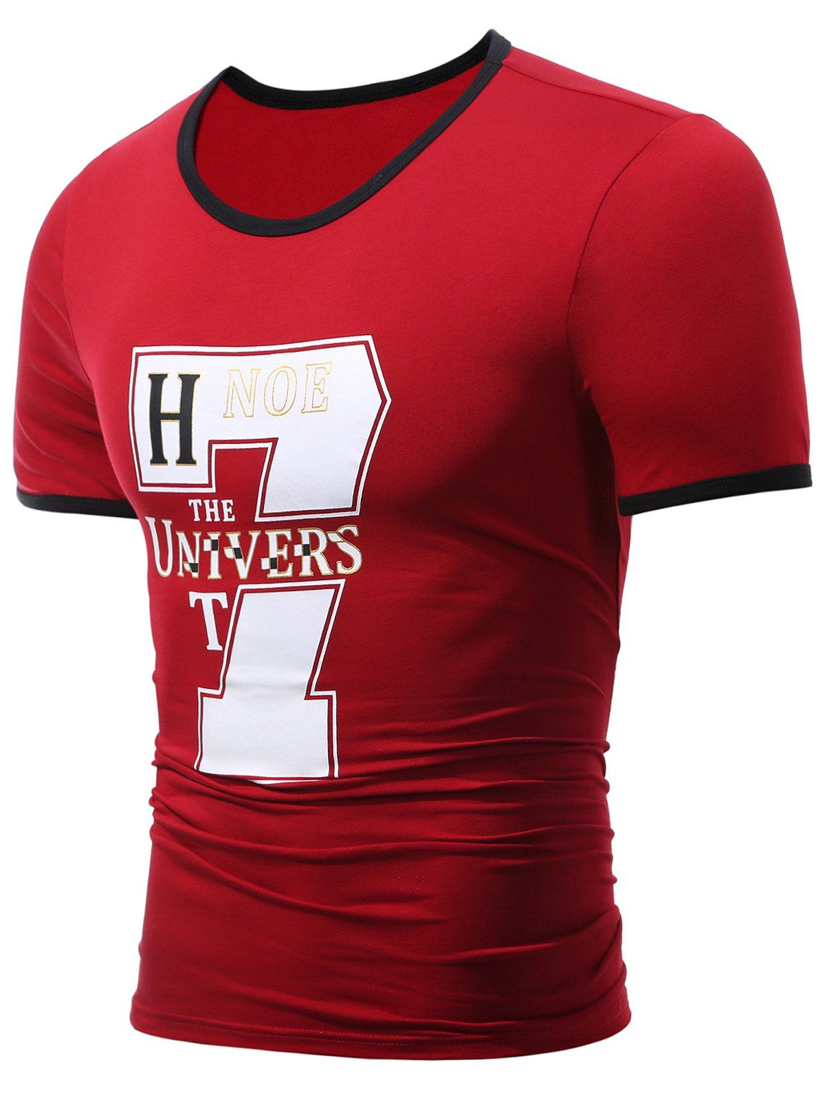 

Contrast Trim 7 Graphic Printed Tee, Wine red