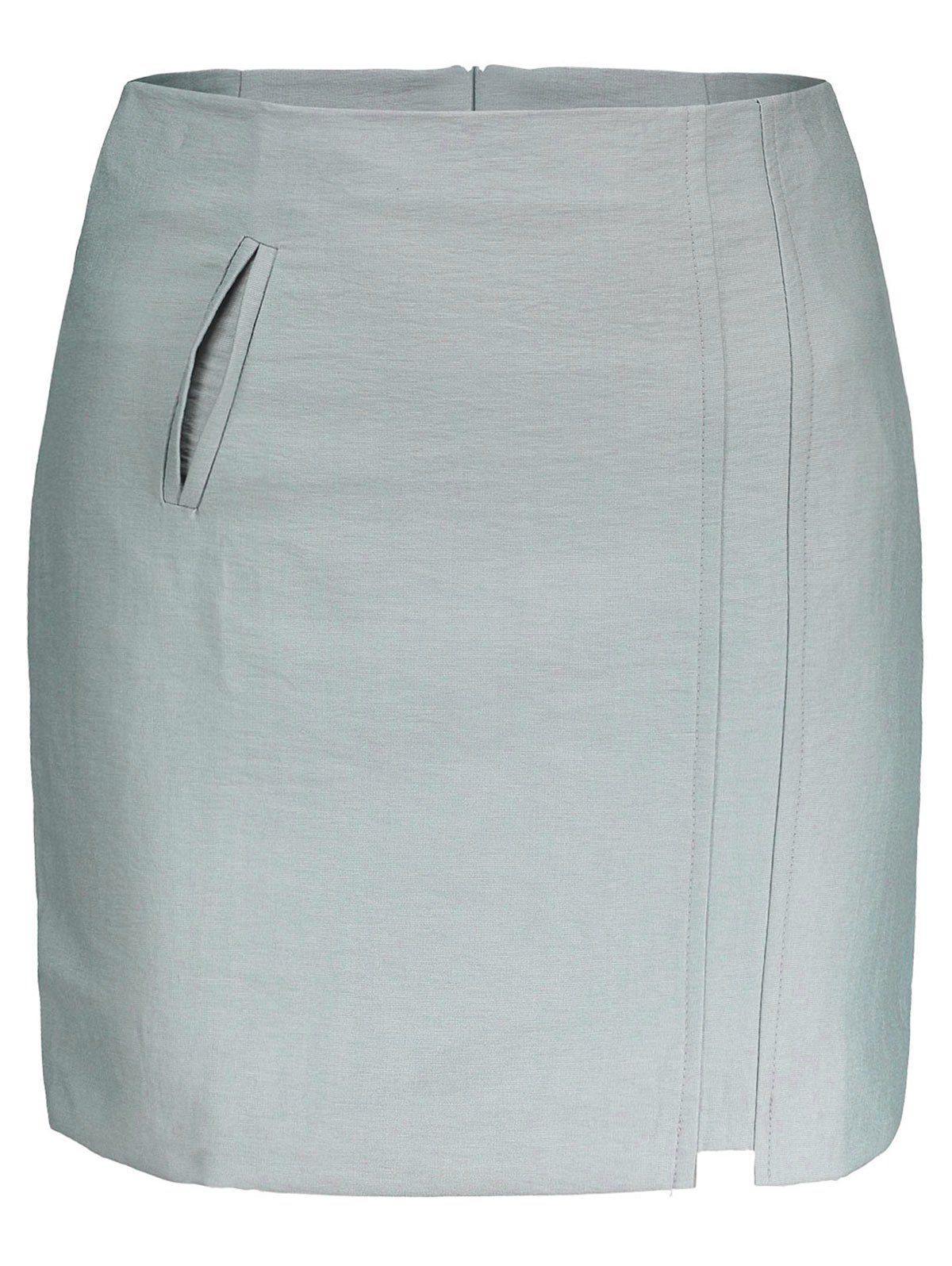 

Zippered Mini A Line Skirt, Gray