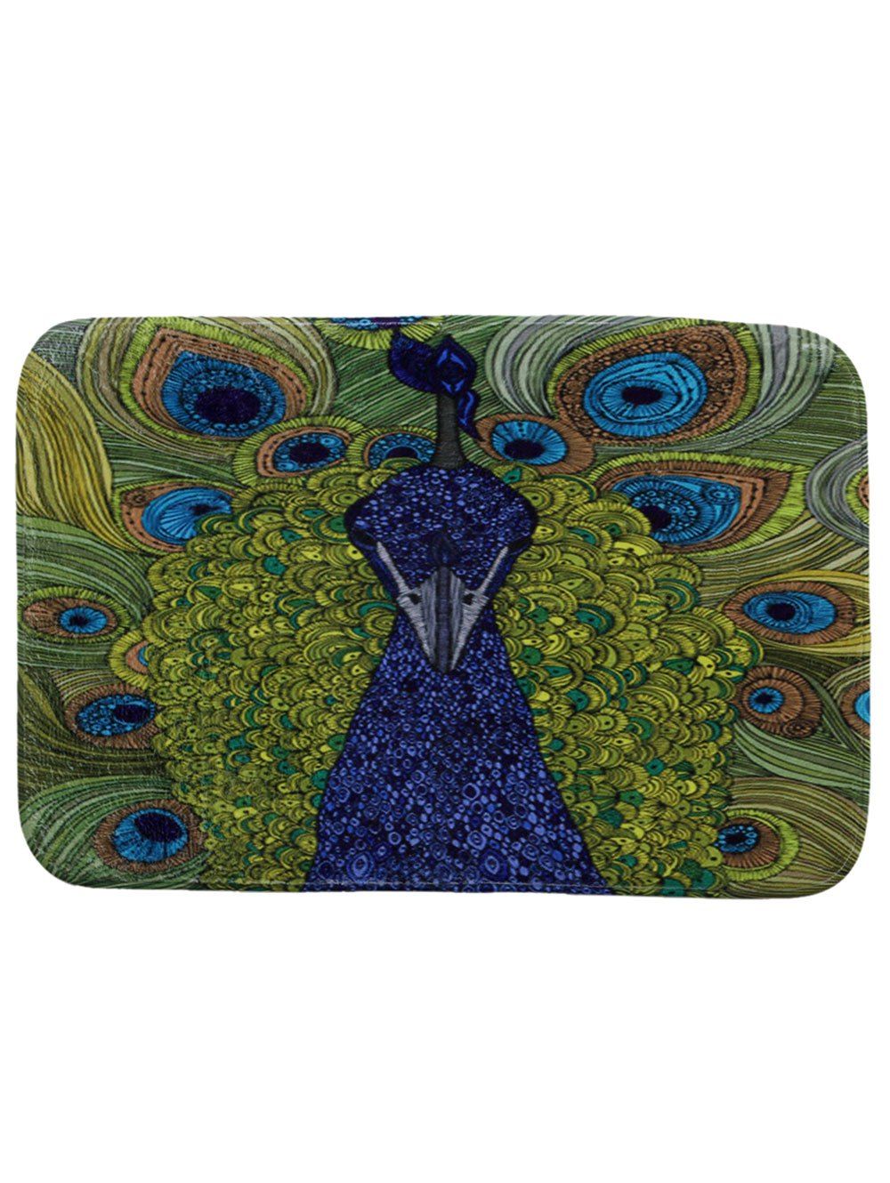 

Retro Peacock Print Coral Fleece Bath Rug, Colormix