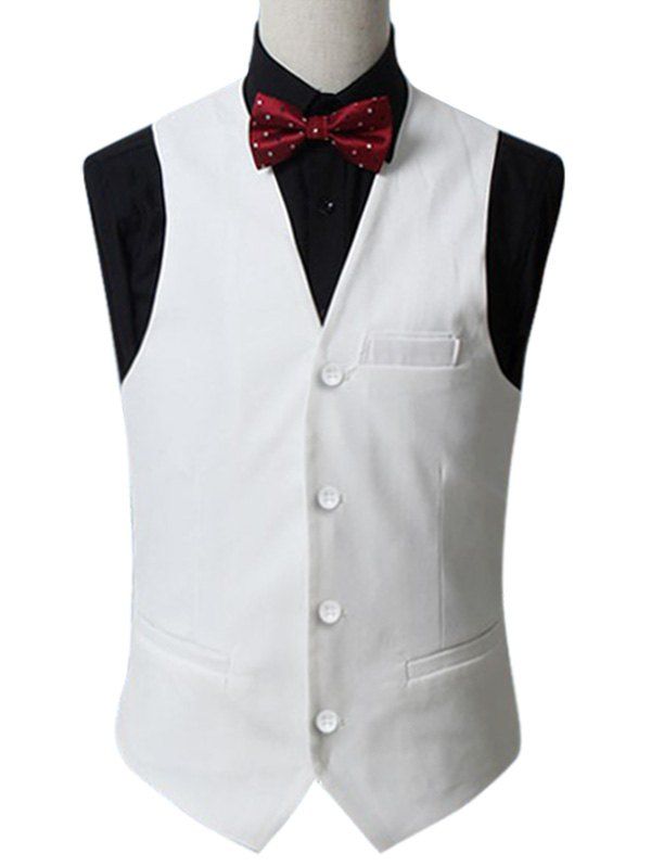 

Button Up Slim Fit Formal Vest, White