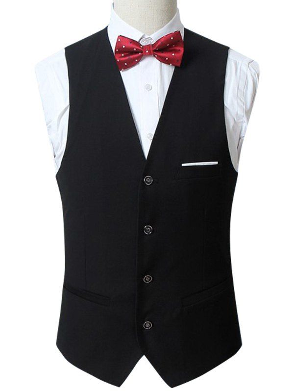

Button Up Slim Fit Formal Vest, Black