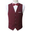 Button Up Slim Fit Formal Vest - Rouge vineux 2XL