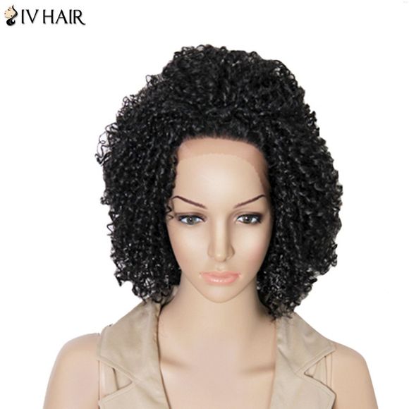 Siv Hair Perruque de Cheveux Humain Mi-Longue Permanentée Bouclée Singulière - Naturelle couleur 18INCH