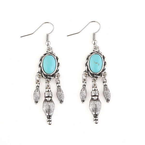 

Faux Turquoise Oval Earrings, Silver