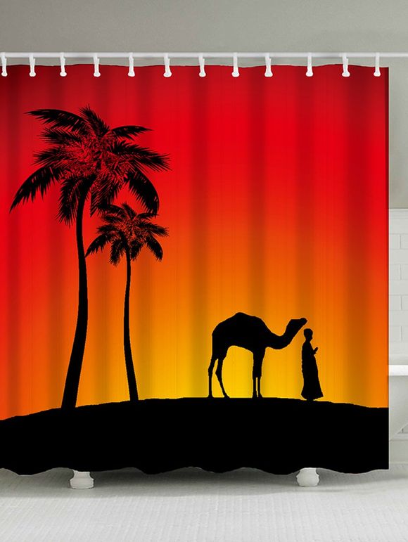 Camel Palmier Ombre Tissu Rideau de douche - Tangerine W71 INCH*L79 INCH
