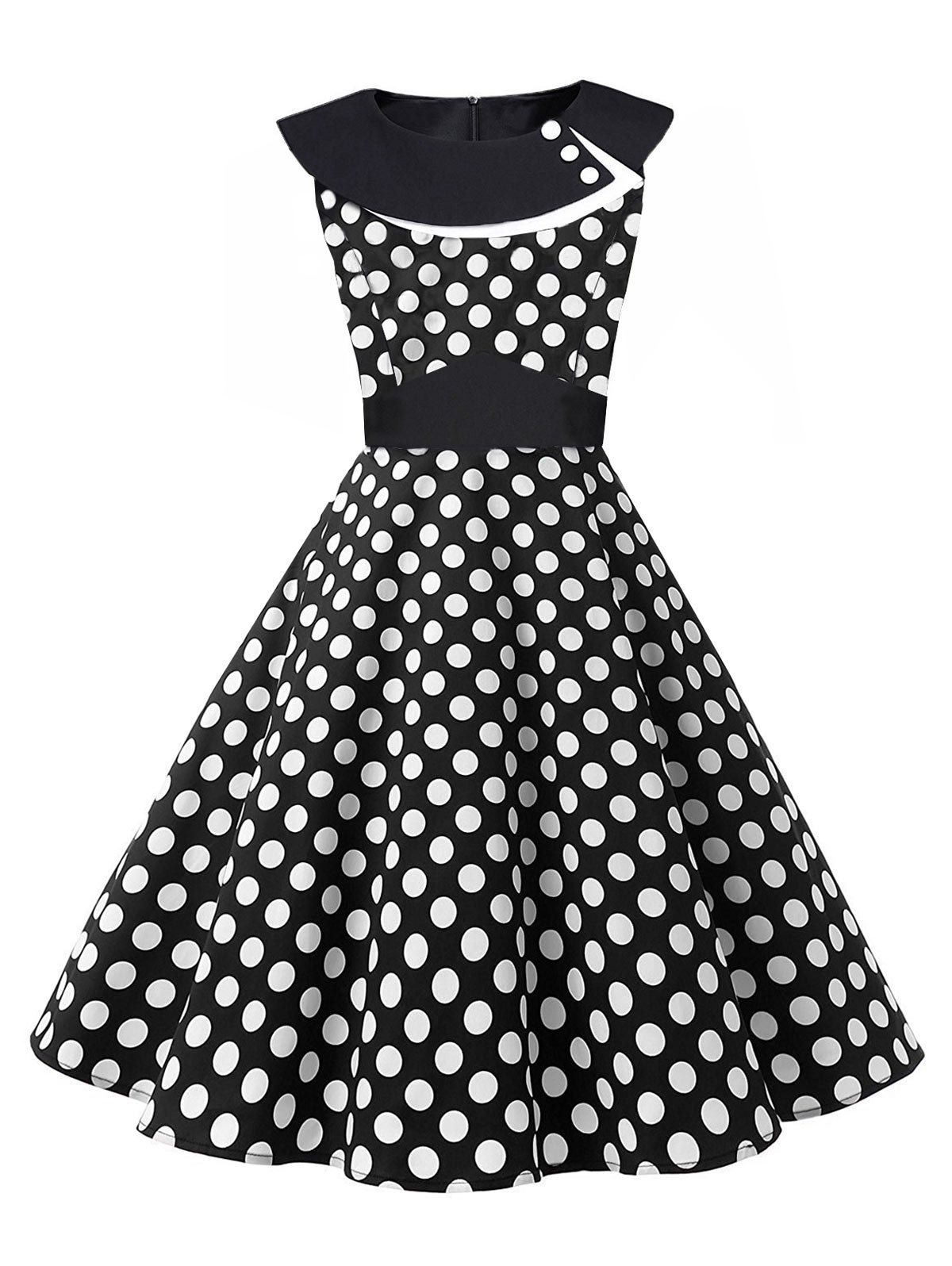 

Polka Dot Vintage Dress, White and black