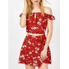 Off The Shoulder Floral Top and Skirt - RED M