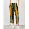 Taille haute à rayures Drawstring Pantalon large - multicolore S