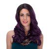 Trendy longue Adiors Fluffy Wavy Noir Ombre pourpre foncé perruque synthétique pour les femmes - multicolore 