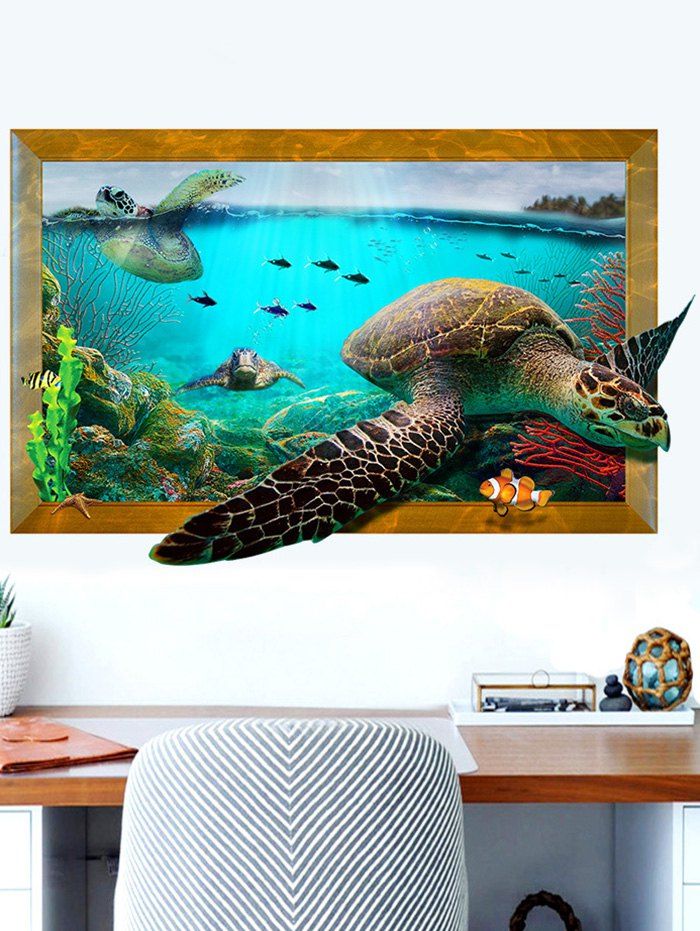  41 OFF 2022 3D Aquarium  Decal Turtle Wall Sticker  In 