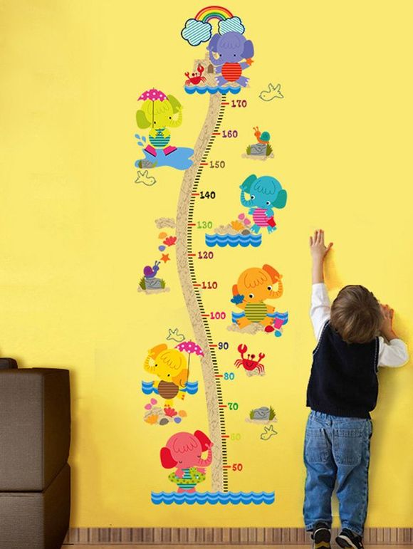 Enfants Chambre Éléphant mignon Toise autocollant - multicolore 60*90CM