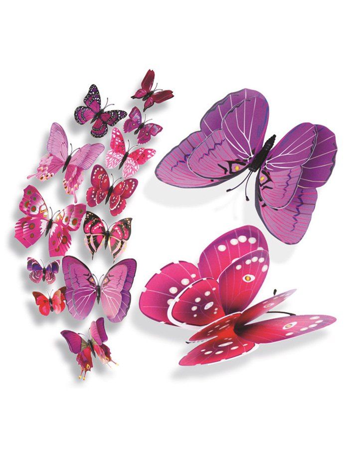 41 Off 2021 12pcs 3d Butterflies Magnet Diy Home Decor Wall Stickers In Purple Dresslily 