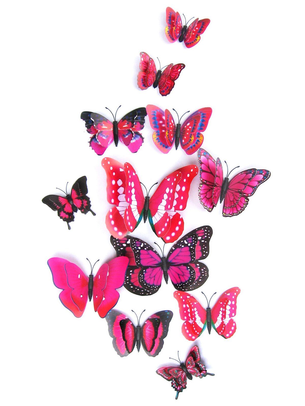 

12Pcs 3D Butterflies Magnet DIY Home Decor Wall Stickers, Rose madder