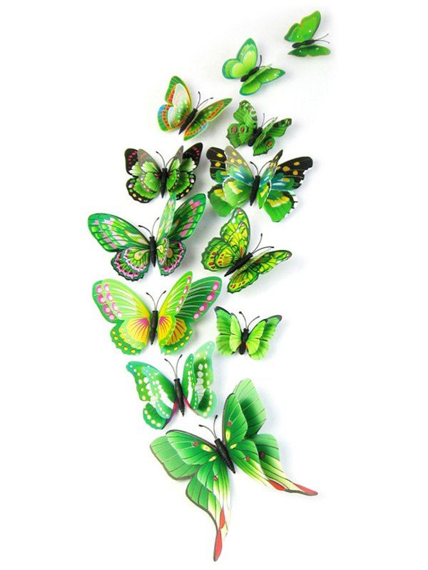 

12Pcs 3D Butterflies Magnet DIY Home Decor Wall Stickers, Green