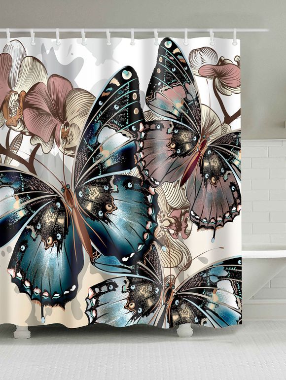 Rideau de Douche Anti-Moisissure Imprimé Papillons - multicolore W59 INCH * L71 INCH