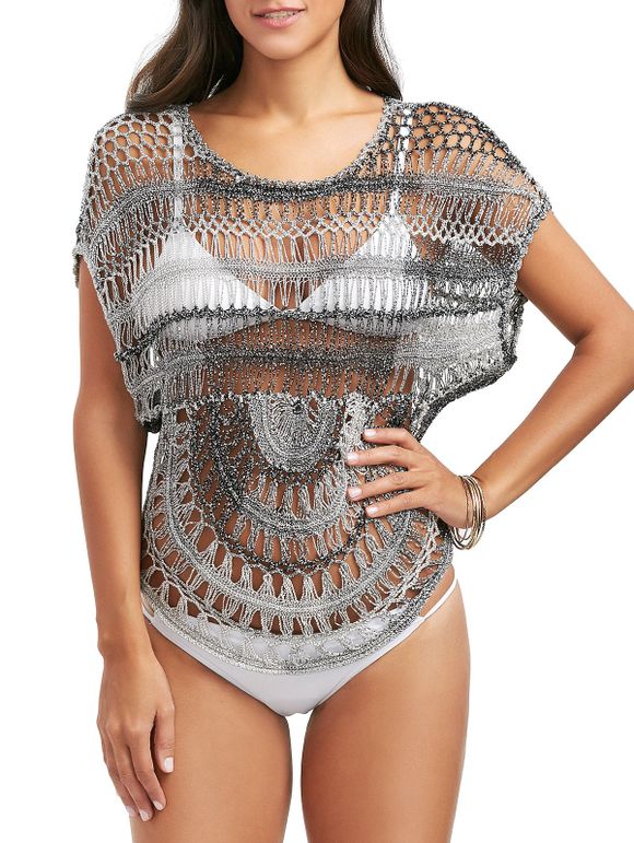 Batwing Crochet Cover Up - Noir ONE SIZE