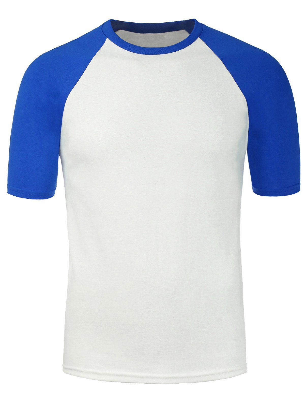 

Raglan Sleeves Crew Neck T-Shirt, Blue and white