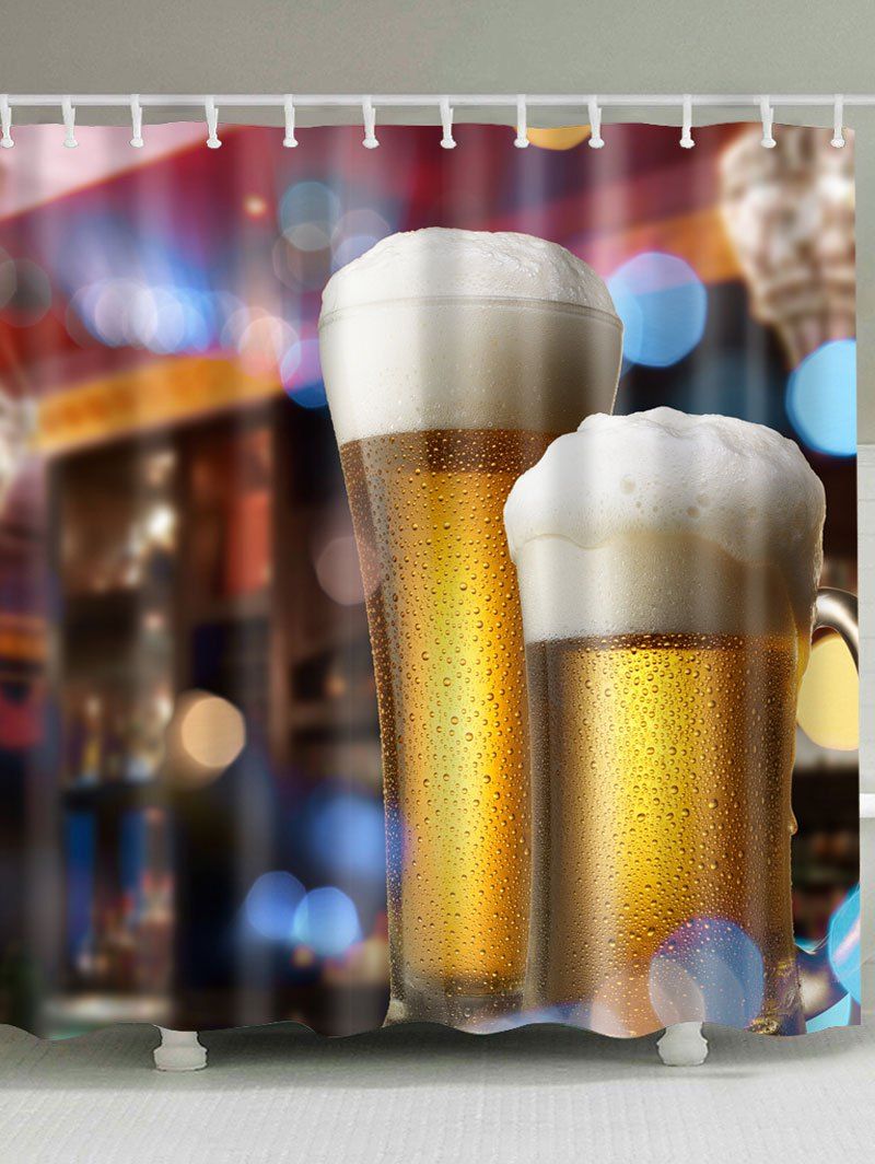 

Mildewproof Fabric Shower Curtain with Beer Print, Colormix