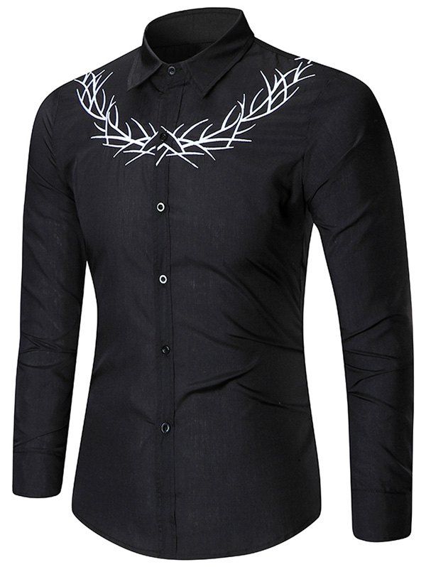 

Embroidered Long Sleeve Shirt, Black