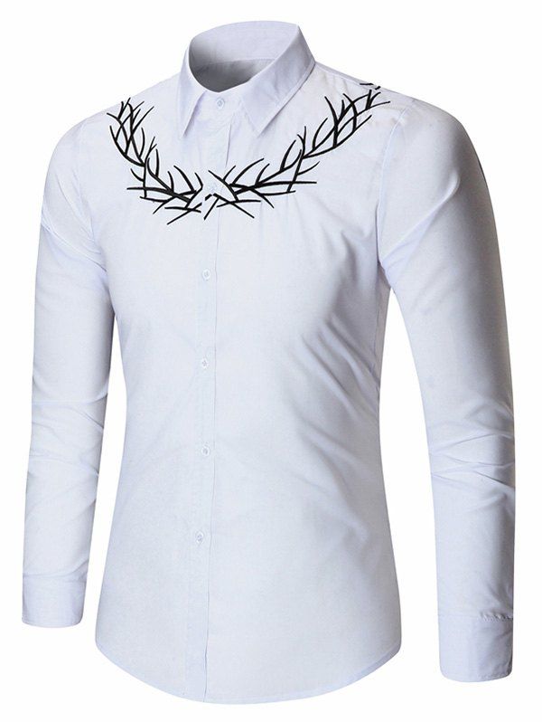 

Embroidered Long Sleeve Shirt, White