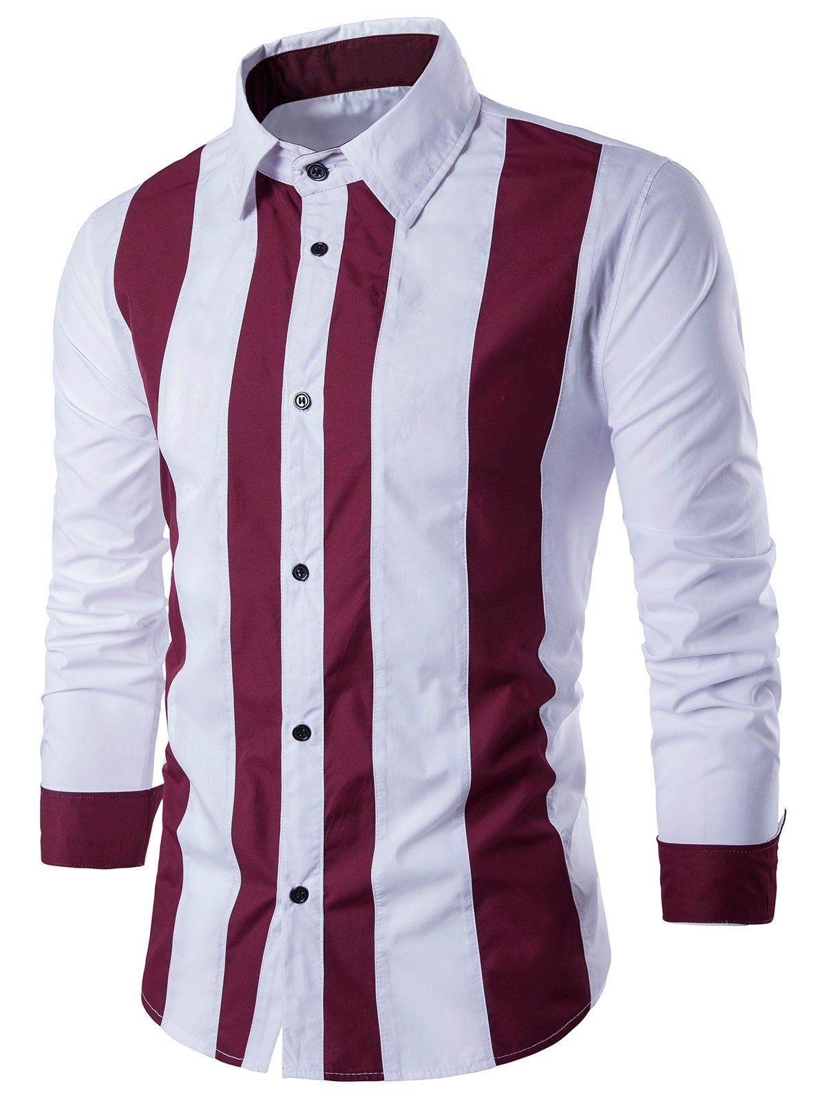 

Two Tone Striped Long Sleeve Shirt, White