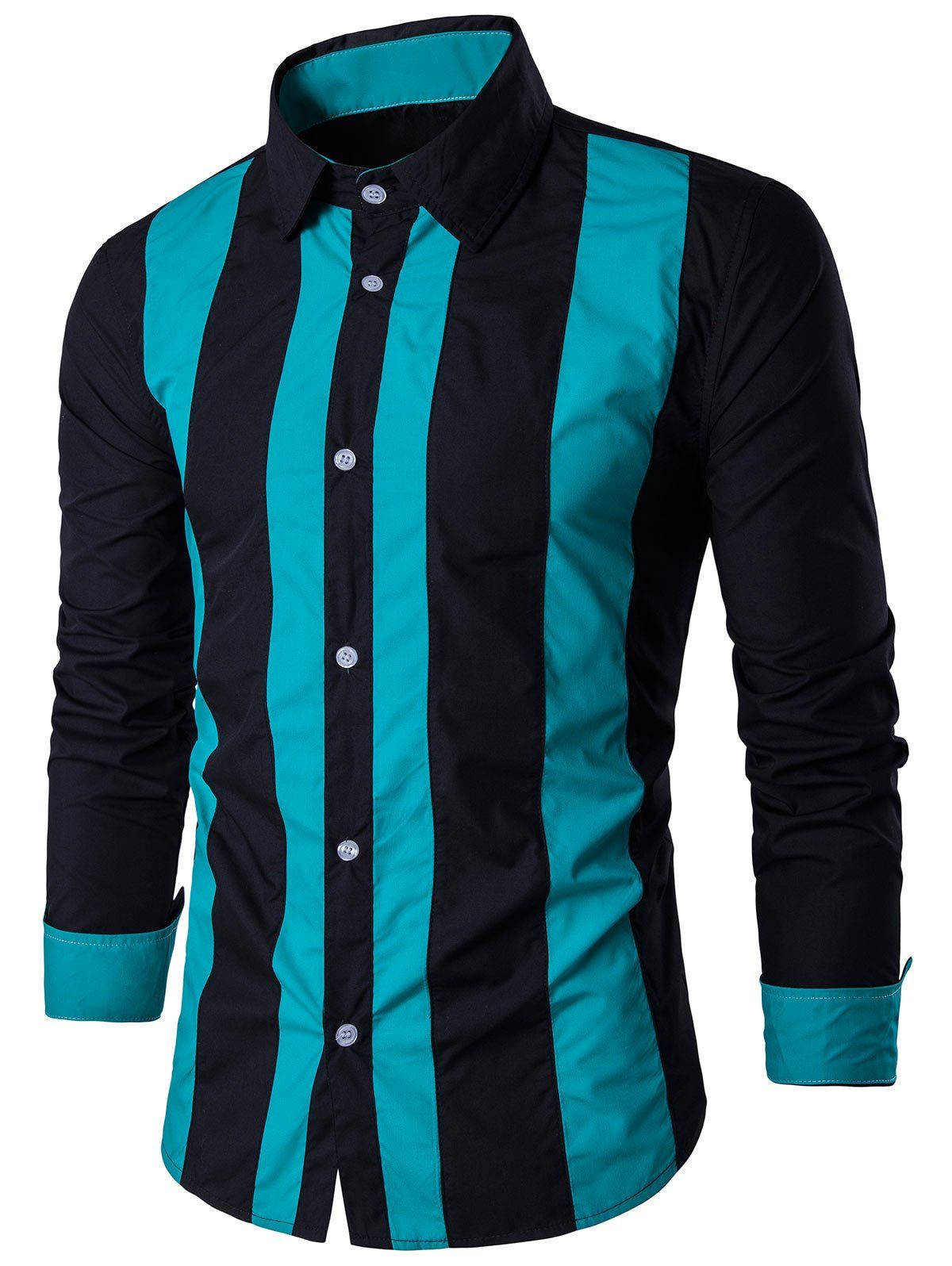 

Two Tone Striped Long Sleeve Shirt, Black