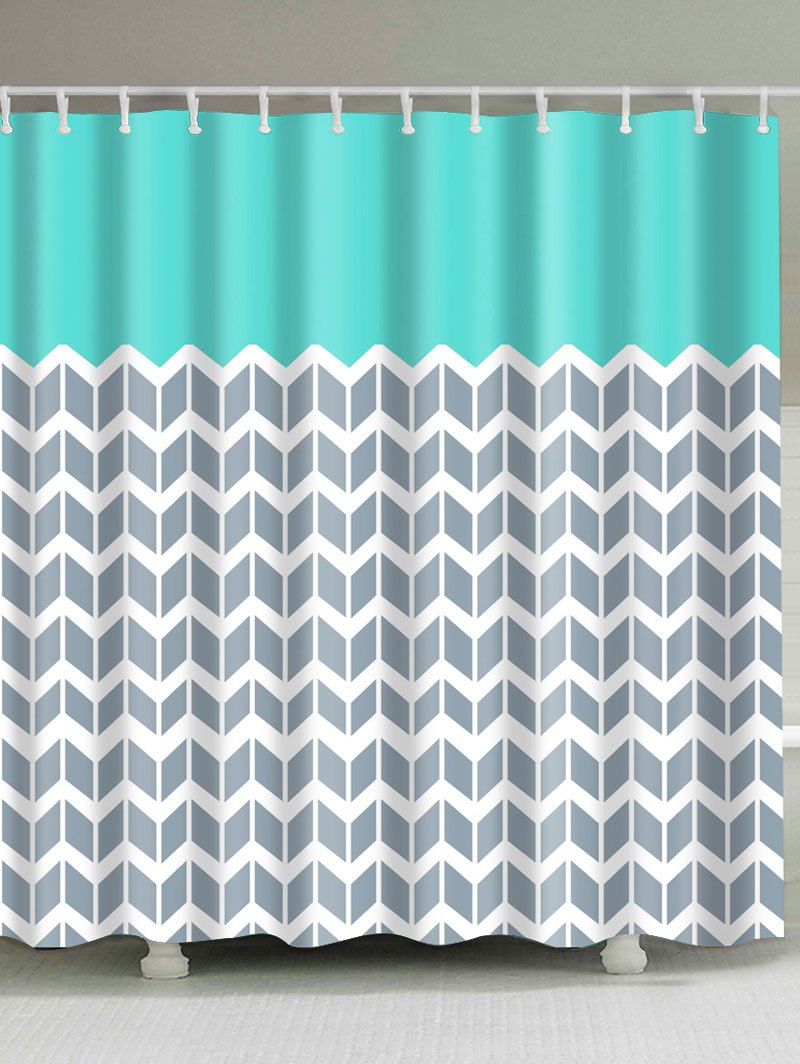 

Geometric Zigzag Print Waterproof Shower Curtain, Smoky gray