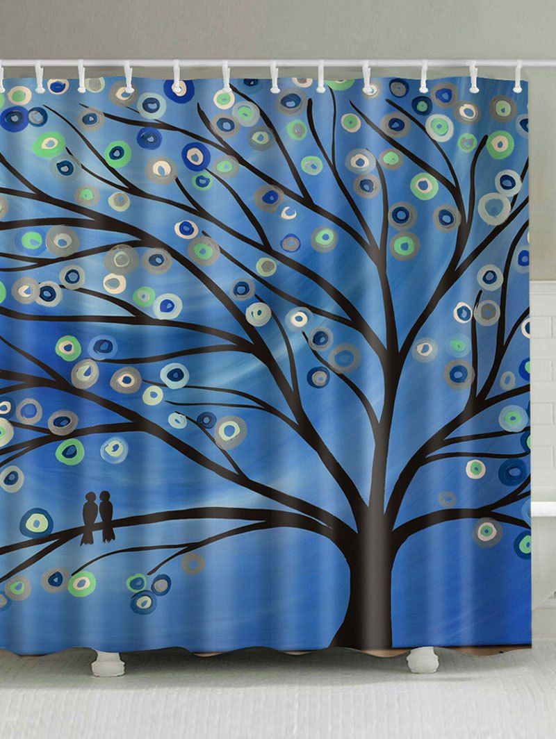 

Oil Painting Tree Waterproof Shower Curtain, Blue