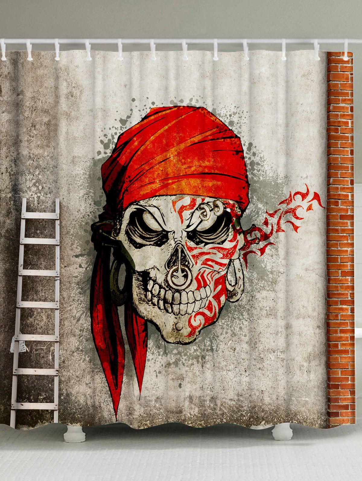 

Skull Pirate Street Art Print Shower Curtain, Colormix