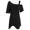 T-shirt Asymétrique Long à épaules Ouvertes Grande Taille - Noir 2XL