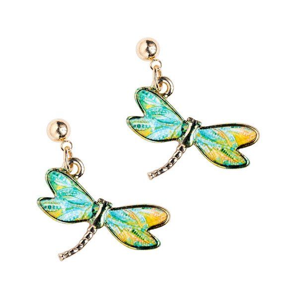 

Embellished Dragonfly Earrings, Light green