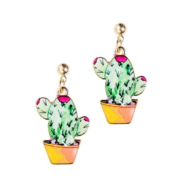 

Embellished Cactus Earrings, Green