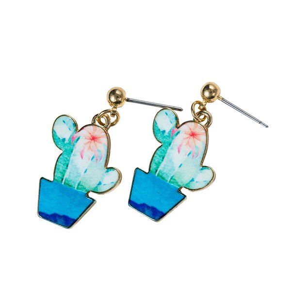 

Embellished Cactus Earrings, Blue