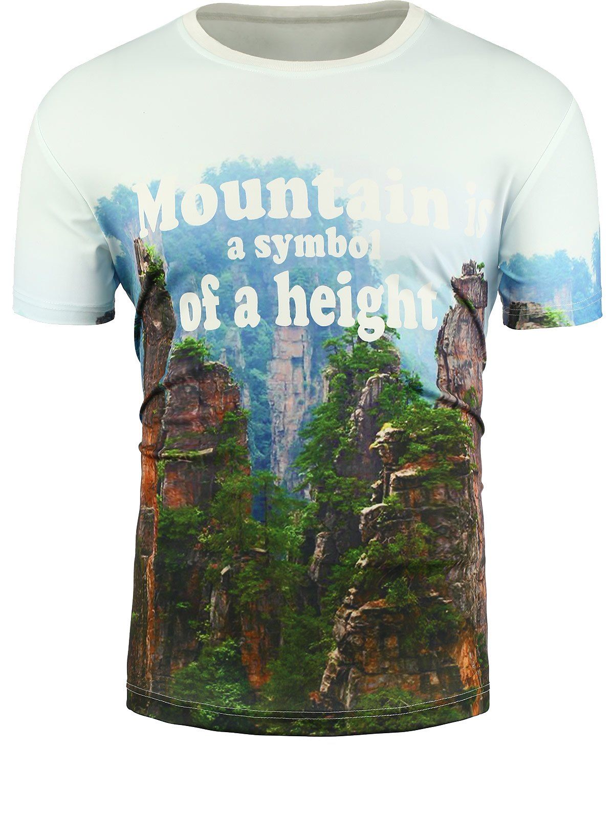 

3D Mountain Graphic Print T-Shirt, Colormix