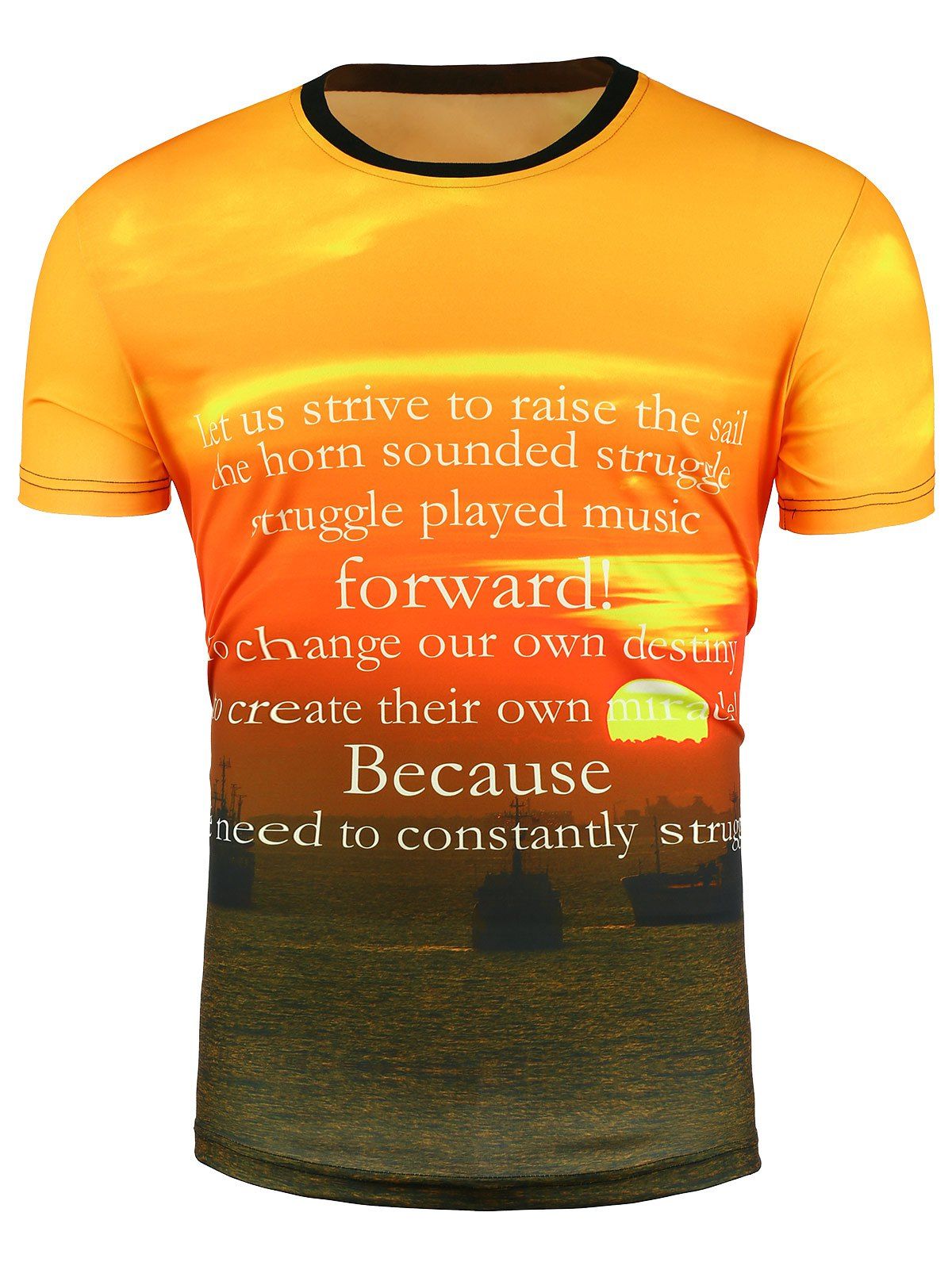 

Short Sleeve 3D Sunset Graphic Print T-Shirt, Colormix