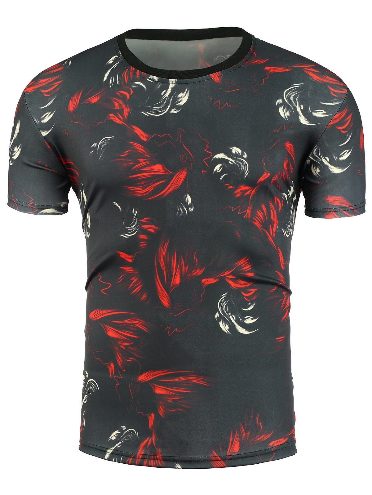 

Short Sleeve Crew Neck 3D Floral T-Shirt, Colormix