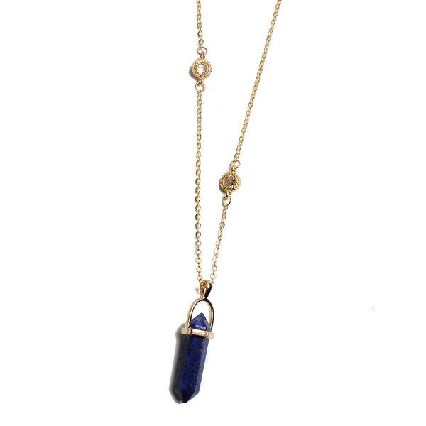 

Rhinestone Natural Stone Geometric Necklace, Blue