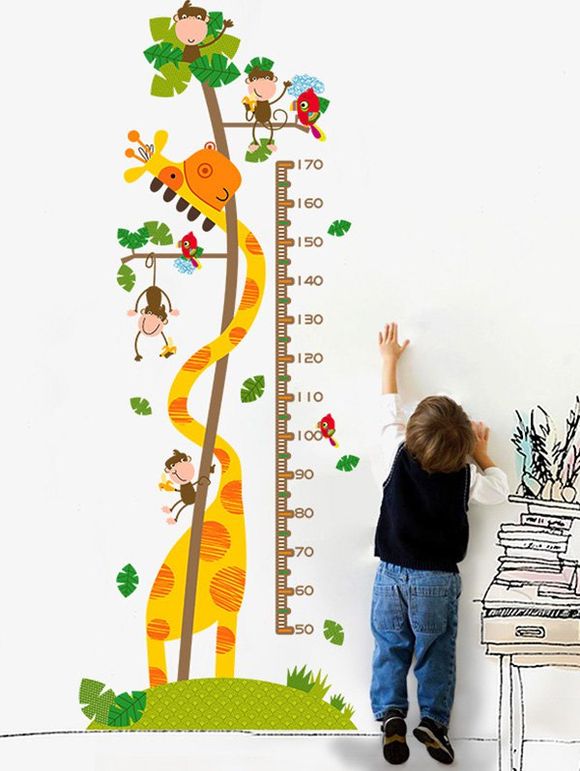 Hauteur girafe graphique Enfants Chambre Autocollant Mural - multicolore 60*90CM