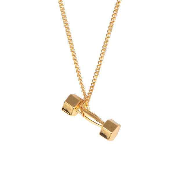 

Fitness Barbell Power Necklace, Golden