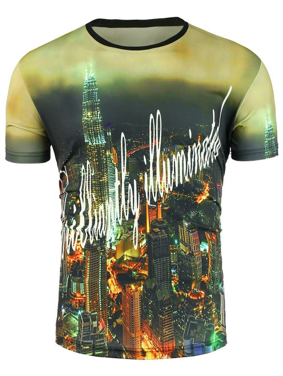3D Nuit de ville T-shirt d'impression graphique - multicolore XL