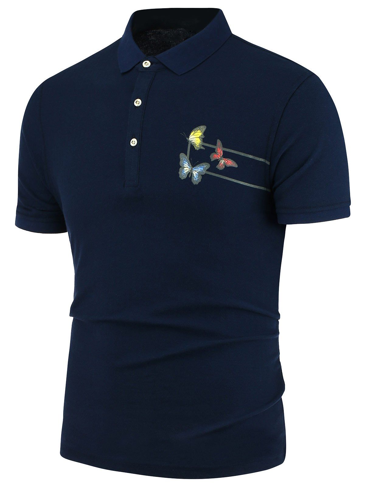 

Butterfly Printed Polo Shirt, Cadetblue
