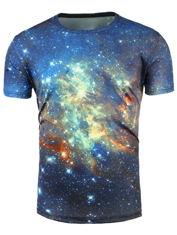 T-shirt Galaxie 3D à Manches Courtes - multicolore 3XL