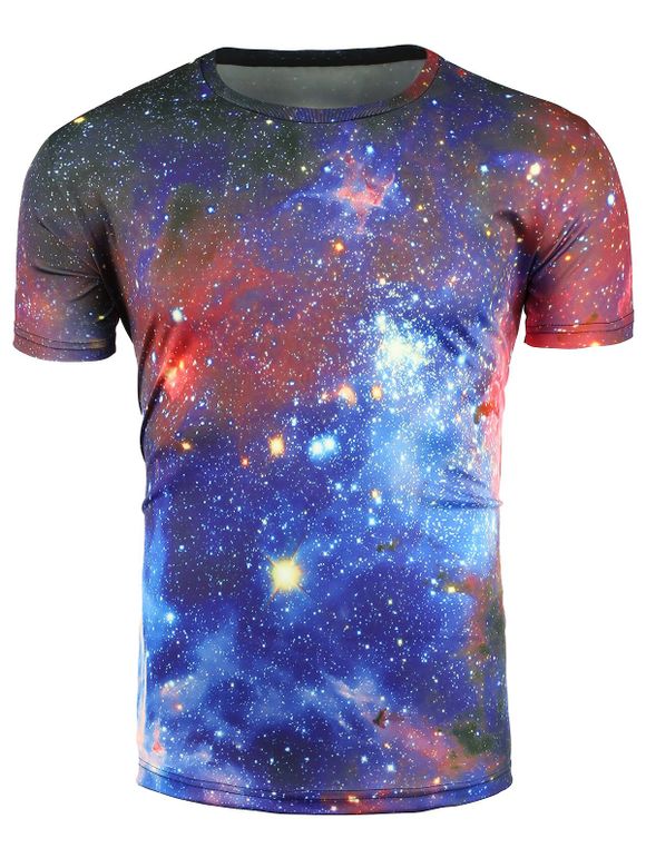 Couleur ras du cou 3D Galaxy bloc T-shirt - multicolore 3XL