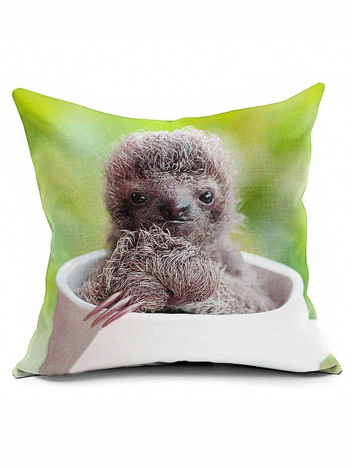 

Sloth Cushion Cover Home Decorative Square Pillowcase, Green