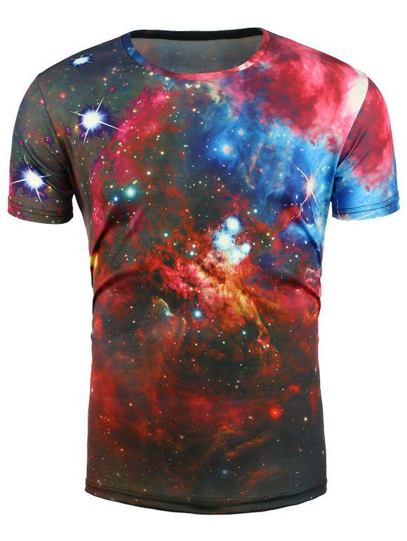 T-shirt Galaxie à Imprimé Coloré 3D - multicolore 2XL