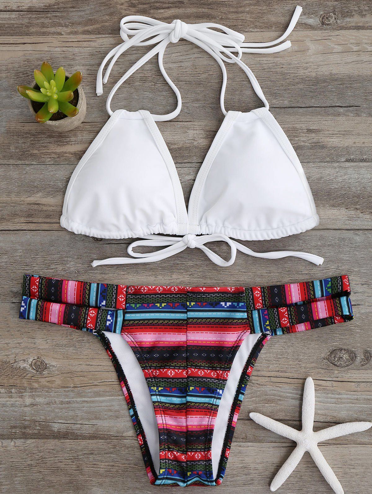 

Geometric Halter String Bikini, Colormix